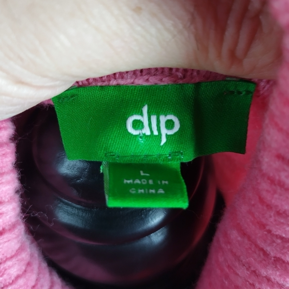 womens turtleneck sweater By DIP Size Large Pink Rainbow Form Fitting Fashion - Picture 10 of 15